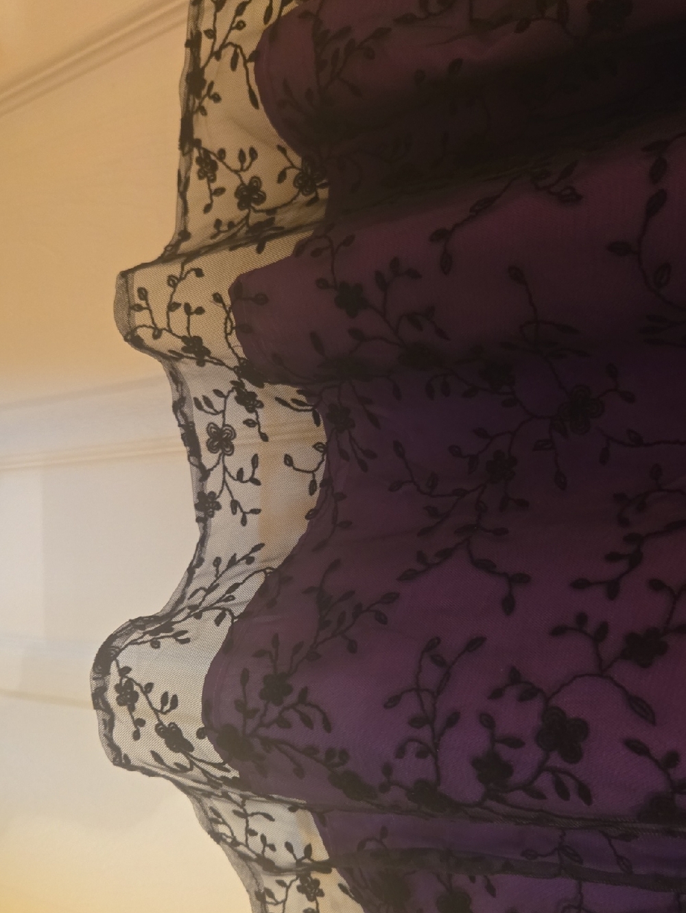 BloomChic Purple and Black Lace Overlay Women's Top, Plus Size, Sheer w/lining. - Picture 5 of 9